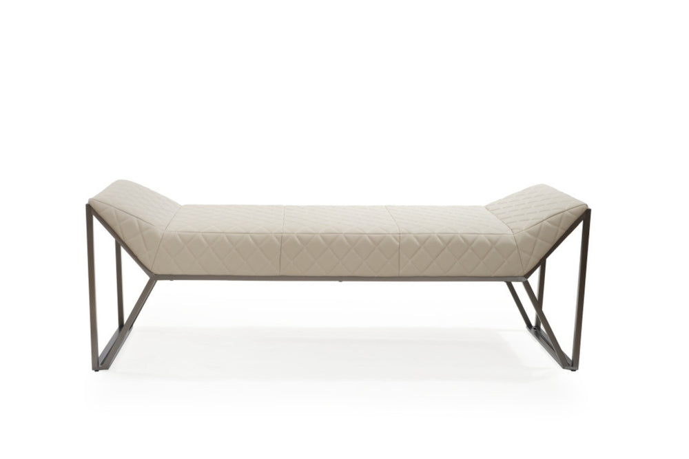 HomeRoots 63" Beige Boucle Upholstered Bench with Sturdy Gray Metal Frame – Stylish Seating for Modern Spaces 714184