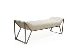 HomeRoots 63" Beige Boucle Upholstered Bench with Sturdy Gray Metal Frame – Stylish Seating for Modern Spaces 714184