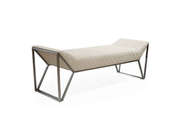 HomeRoots 63" Beige Boucle Upholstered Bench with Sturdy Gray Metal Frame – Stylish Seating for Modern Spaces 714184