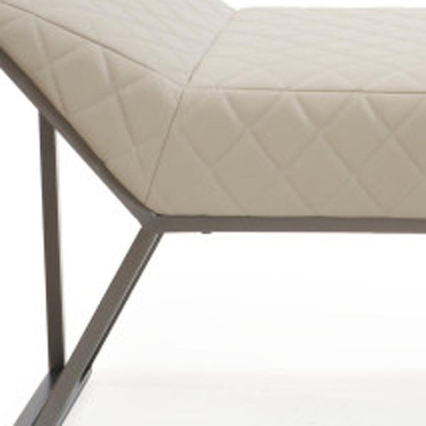HomeRoots 63" Beige Boucle Upholstered Bench with Sturdy Gray Metal Frame – Stylish Seating for Modern Spaces 714184