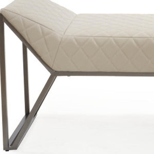 HomeRoots 63" Beige Boucle Upholstered Bench with Sturdy Gray Metal Frame – Stylish Seating for Modern Spaces 714184