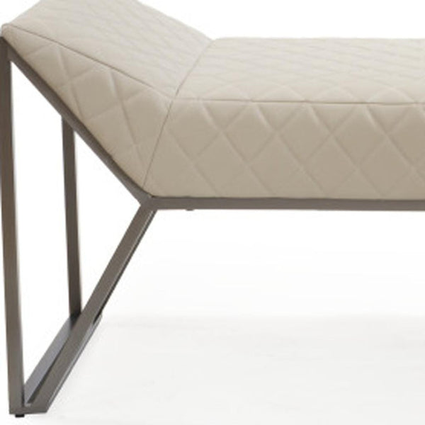 HomeRoots 63" Beige Boucle Upholstered Bench with Sturdy Gray Metal Frame – Stylish Seating for Modern Spaces 714184