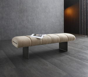 HomeRoots 58" Stylish Taupe Boucle Upholstered Bench with Wood Frame - Versatile Seating for Any Space! 714185