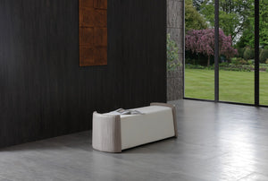 HomeRoots 59" Stylish Boucle Upholstered Bench with Brown Wood Frame - Perfect for Bedroom or Entryway Seating 714186