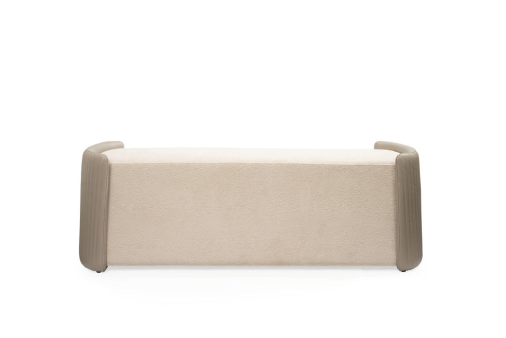 HomeRoots 59" Stylish Boucle Upholstered Bench with Brown Wood Frame - Perfect for Bedroom or Entryway Seating 714186
