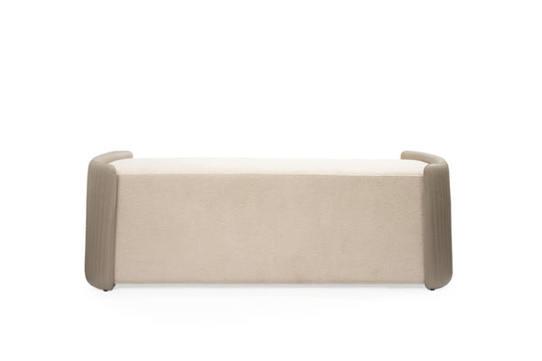 HomeRoots 59" Stylish Boucle Upholstered Bench with Brown Wood Frame - Perfect for Bedroom or Entryway Seating 714186