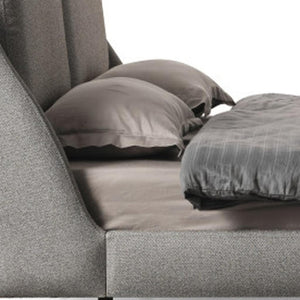 HomeRoots Gray Linen Upholstered Queen Bed Frame - Modern Design, Durable Comfort & Stylish Bedroom Centerpiece 714188