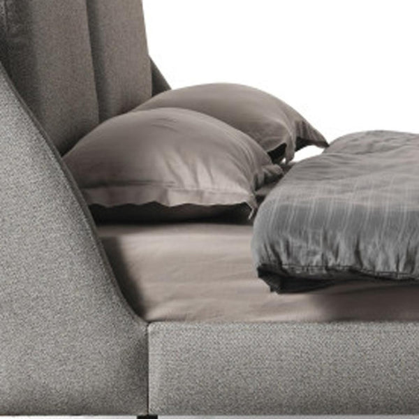 HomeRoots Gray Linen Upholstered Queen Bed Frame - Modern Design, Durable Comfort & Stylish Bedroom Centerpiece 714188