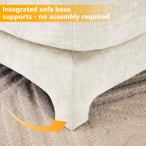 English Elm Four-Seater Modular Sofa With Movable Ottoman, Soft Chenille Fabric, Ergonomic Design For Any Room W714S01201