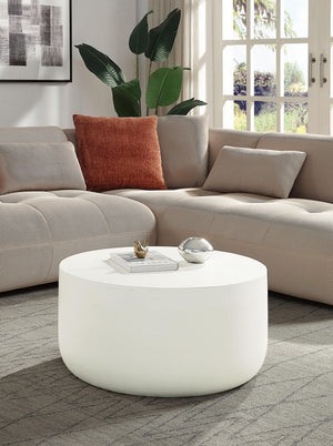 HomeRoots 48" White Faux Marble Coffee Table – Modern Block Design for Stylish Living Rooms & Easy Care 714206