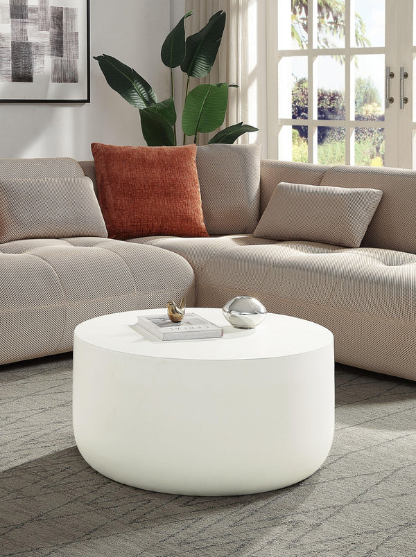 HomeRoots 48" White Faux Marble Coffee Table – Modern Block Design for Stylish Living Rooms & Easy Care 714206