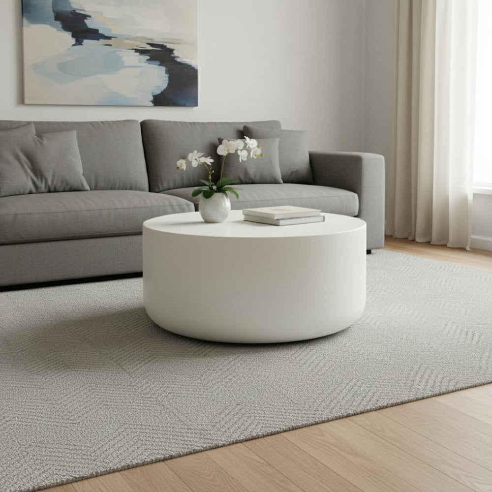 HomeRoots 48" White Faux Marble Coffee Table – Modern Block Design for Stylish Living Rooms & Easy Care 714206