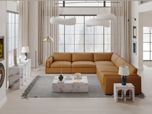 HomeRoots 35" Elegant Round Drum Coffee Table with White Faux Marble Top & Espresso Wood - Stylish Design! 714207