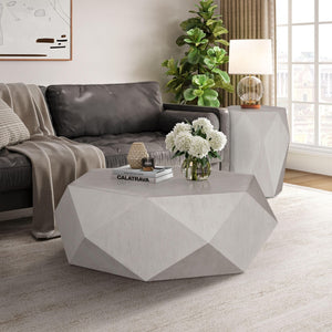 HomeRoots 50" Black Wood Hexagon Block Coffee Table - Modern Rustic Design, No Assembly, Perfect for Any Space! 714209