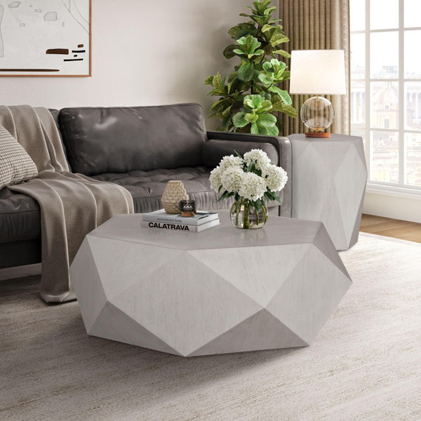 HomeRoots 50" Black Wood Hexagon Block Coffee Table - Modern Rustic Design, No Assembly, Perfect for Any Space! 714209