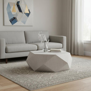 HomeRoots 50" Black Wood Hexagon Block Coffee Table - Modern Rustic Design, No Assembly, Perfect for Any Space! 714209