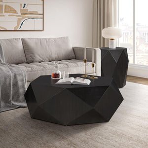 HomeRoots 47" White Wood Round Drum Coffee Table - Stylish Modern Centerpiece for Living Rooms & Offices 714211