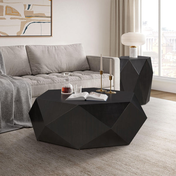 HomeRoots 47" White Wood Round Drum Coffee Table - Stylish Modern Centerpiece for Living Rooms & Offices 714211
