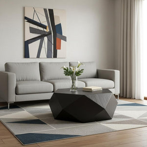 HomeRoots 47" White Wood Round Drum Coffee Table - Stylish Modern Centerpiece for Living Rooms & Offices 714211