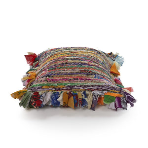 HomeRoots Set of Four 18" Pink and Blue Striped Rayon Pillow Covers for Vibrant Home Décor and Comfort 714221