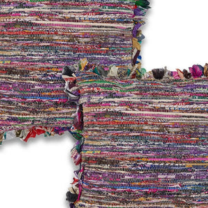 HomeRoots Set of Four 18" Pink and Blue Striped Rayon Pillow Covers for Vibrant Home Décor and Comfort 714221