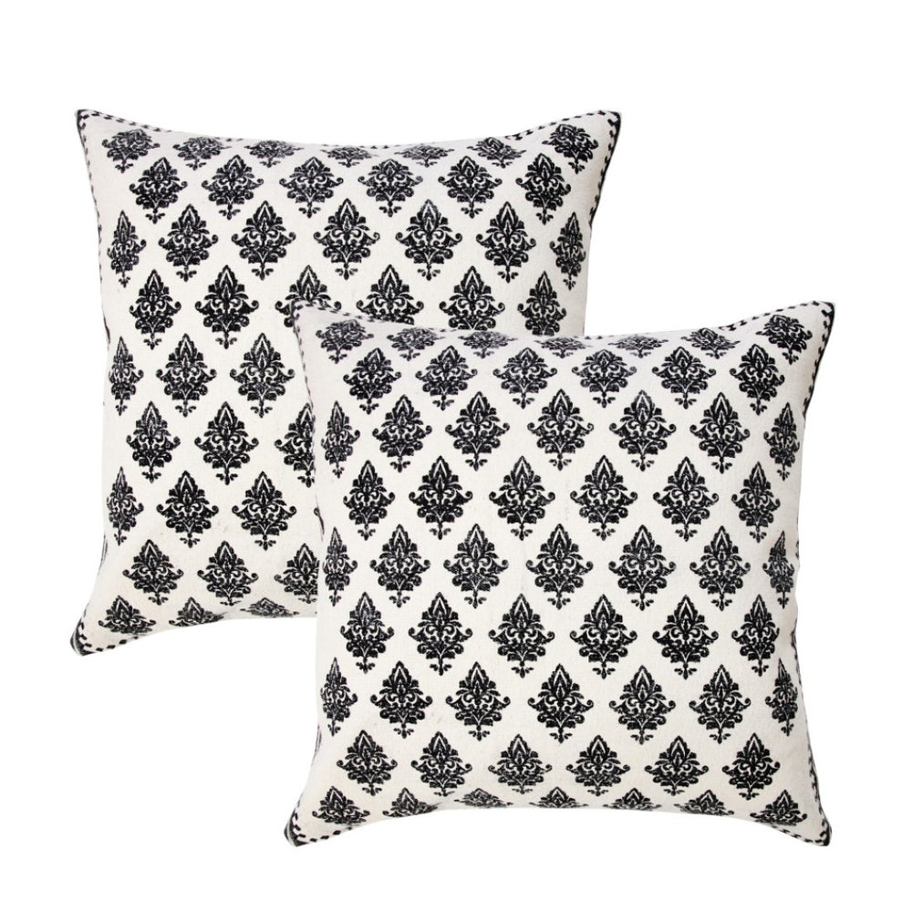 HomeRoots 18" Off-White & Navy Blue Striped Cotton Throw Pillow Cover for Coastal Chic Home Decor Style 714224