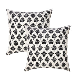 HomeRoots 18" Off-White & Navy Blue Striped Cotton Throw Pillow Cover for Coastal Chic Home Decor Style 714224