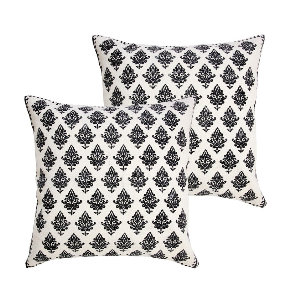 HomeRoots 18" Off-White & Navy Blue Striped Cotton Throw Pillow Cover for Coastal Chic Home Decor Style 714224