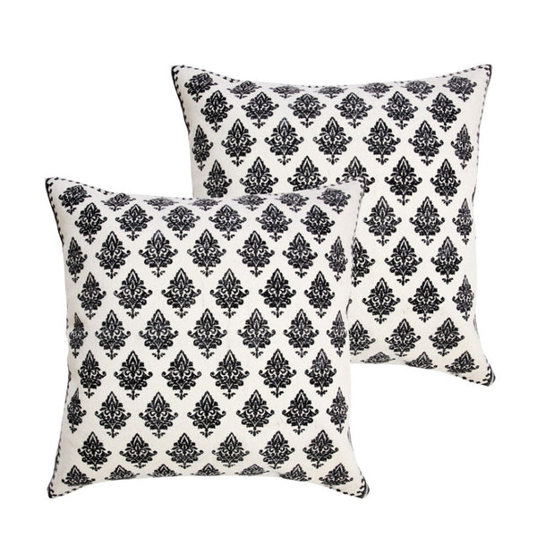 HomeRoots 18" Off-White & Navy Blue Striped Cotton Throw Pillow Cover for Coastal Chic Home Decor Style 714224