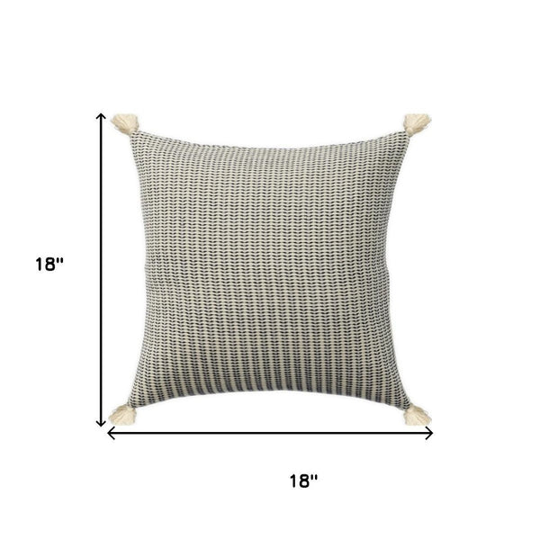 HomeRoots 18" Striped Cotton Throw Pillow Cover - Off White & Orange, Soft & Durable, Perfect Home Accent! 714225