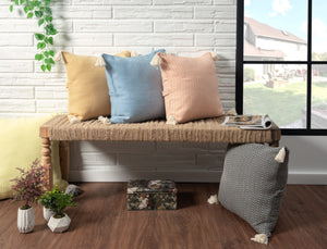 HomeRoots 18" Light Blue and Beige Striped Cotton Throw Pillow Cover – Coastal Chic Accent for Any Space 714226