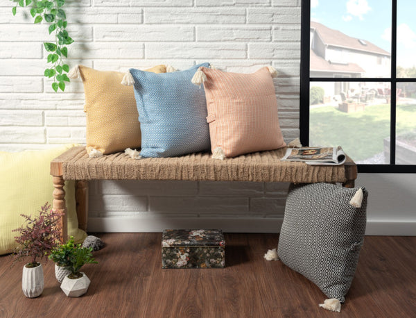 HomeRoots 18" Light Blue and Beige Striped Cotton Throw Pillow Cover – Coastal Chic Accent for Any Space 714226