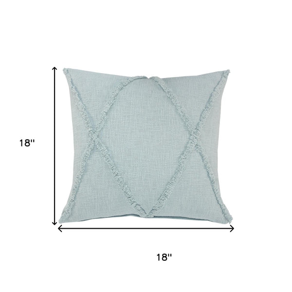 HomeRoots Set of Four 18" Blue & Denim Diamond Cotton Lumbar Pillow Covers for Stylish Home Decor Upgrade 714229
