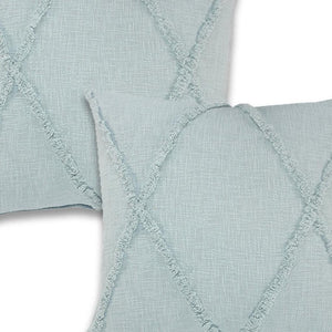 HomeRoots Set of Four 18" Blue & Denim Diamond Cotton Lumbar Pillow Covers for Stylish Home Decor Upgrade 714229