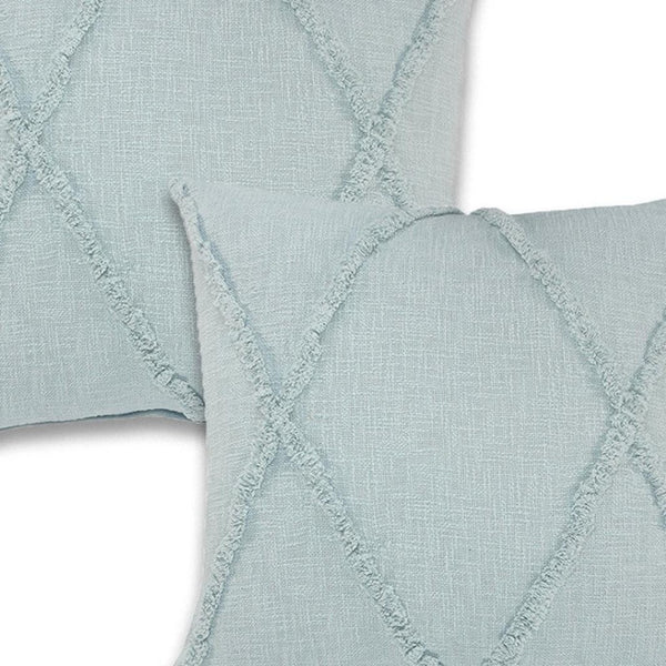 HomeRoots Set of Four 18" Blue & Denim Diamond Cotton Lumbar Pillow Covers for Stylish Home Decor Upgrade 714229