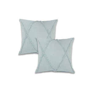 HomeRoots Set of Four 18" Blue & Denim Diamond Cotton Lumbar Pillow Covers for Stylish Home Decor Upgrade 714229