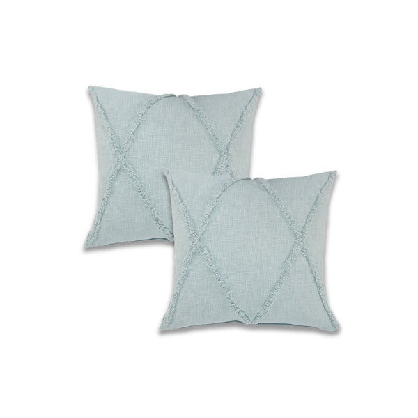 HomeRoots Set of Four 18" Blue & Denim Diamond Cotton Lumbar Pillow Covers for Stylish Home Decor Upgrade 714229