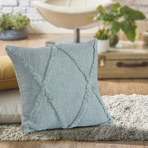 HomeRoots Set of Four 18" Blue & Denim Diamond Cotton Lumbar Pillow Covers for Stylish Home Decor Upgrade 714229