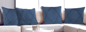 HomeRoots Set of Four 18" Blue & Green Diamond Cotton Lumbar Pillow Covers for Stylish Home Decor Accents 714230