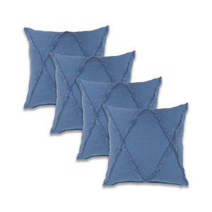 HomeRoots Set of Four 18" Blue & Green Diamond Cotton Lumbar Pillow Covers for Stylish Home Decor Accents 714230