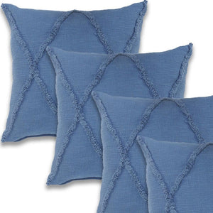 HomeRoots Set of Four 18" Blue & Green Diamond Cotton Lumbar Pillow Covers for Stylish Home Decor Accents 714230