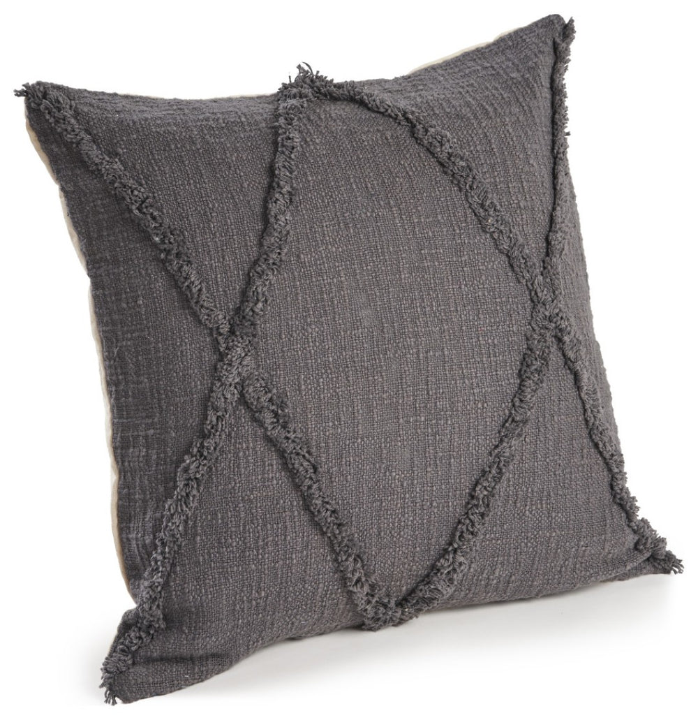 HomeRoots Set of Four 18" Denim Blue Cotton Throw Pillows with Blue Diamond Design for Cozy Home Decor 714244