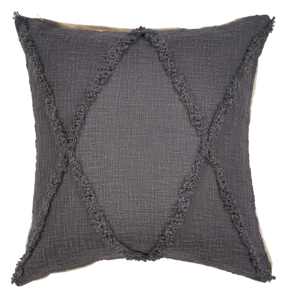 HomeRoots Set of Four 18" Denim Blue Cotton Throw Pillows with Blue Diamond Design for Cozy Home Decor 714244