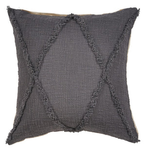 HomeRoots Set of Four 18" Denim Blue Cotton Throw Pillows with Blue Diamond Design for Cozy Home Decor 714244