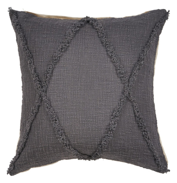 HomeRoots Set of Four 18" Denim Blue Cotton Throw Pillows with Blue Diamond Design for Cozy Home Decor 714244