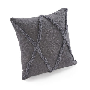 HomeRoots Set of Four 18" Denim Blue Cotton Throw Pillows with Blue Diamond Design for Cozy Home Decor 714244