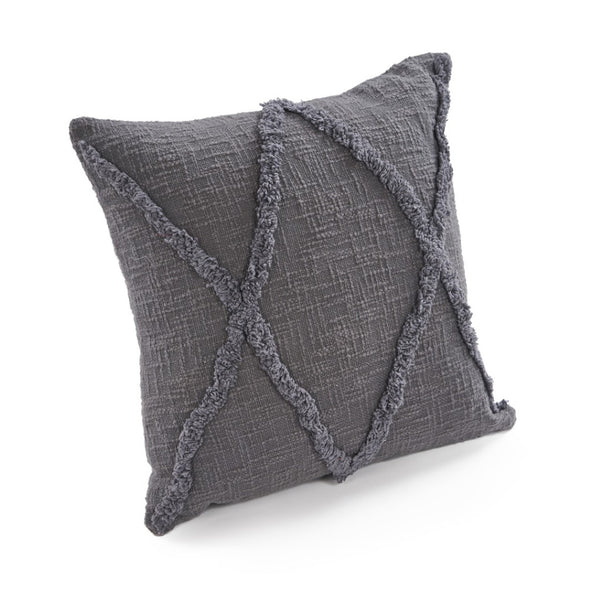 HomeRoots Set of Four 18" Denim Blue Cotton Throw Pillows with Blue Diamond Design for Cozy Home Decor 714244