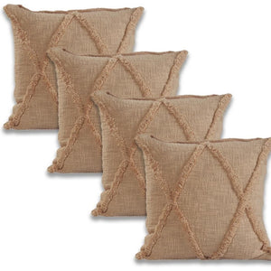 HomeRoots Set of Four 18" Blue and Green Diamond Cotton Throw Pillows for Cozy Home Decor and Comfort 714246