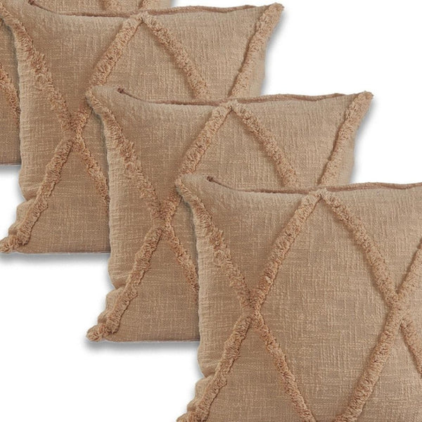 HomeRoots Set of Four 18" Blue and Green Diamond Cotton Throw Pillows for Cozy Home Decor and Comfort 714246