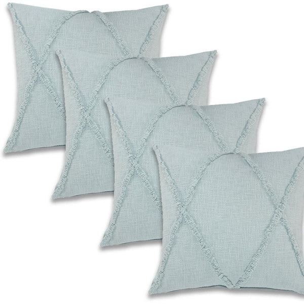 HomeRoots Set of Four Striped Cotton Throw Pillows in Brown and Beige – Stylish, Comfortable, and Versatile Decor 714247
